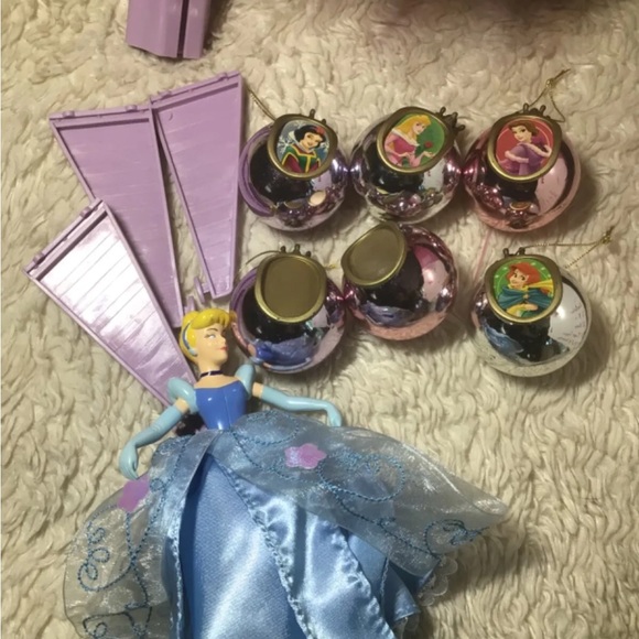 2005 GEMMY DISNEY PRINCESS HOLIDAY CHRISTMAS TREE SET pink ornaments tree topper - Picture 3 of 5